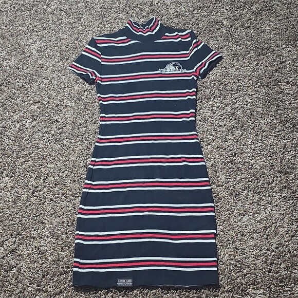 Lurking Class by Sketchy Tank Dresses & Skirts - Lurking Class by Sketchy Tank Black White & Red Stripe Mock Neck Dress
